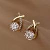 Elegant Cross Zircon Stud Earrings For Women High End Light Luxury Temperament Fashion Jewelry Accessories
