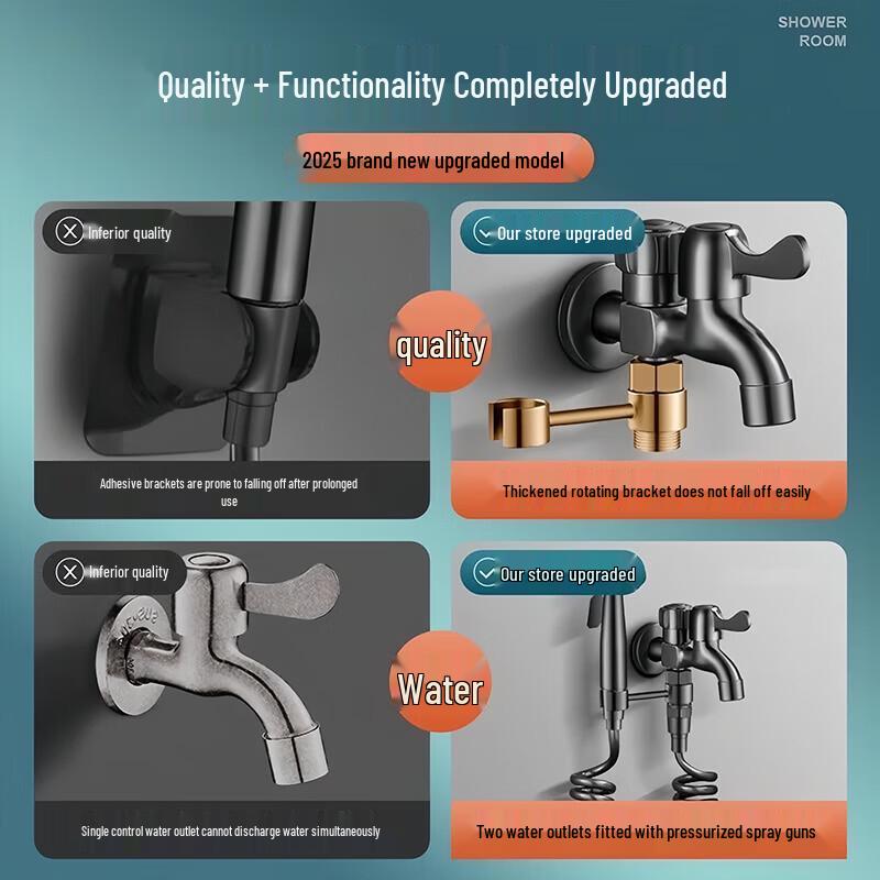 Stainless Steel Balcony Mop Faucet with Pressurized Spray Gun