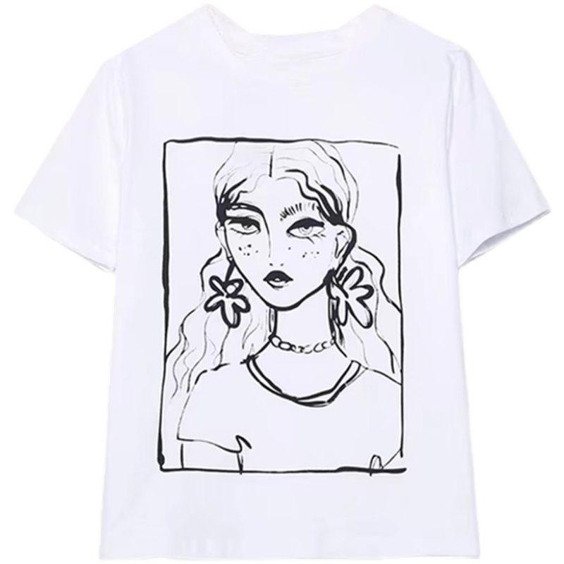 Fashion Style New Autumn New Fashion Women's Clothing Girl Pattern Print Short Sleeve T-shirt 5644817 250