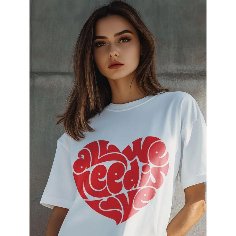 Western Style New Fashion Casual Loose Print Short sleeve Cotton T-shirt Top Loose Printed T-shirt