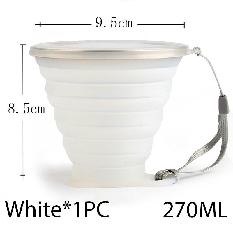 

270MLМини-выдвижная чашка Складная чашка Силиконовая портативная чашка для путешествий на открытом воздухе Кофейная кружка для питья с крышкой 270ML