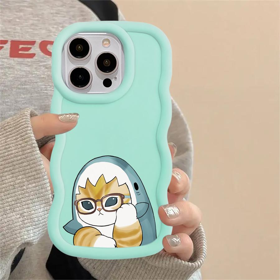 

Case for iPhone 13 15 Plus XR 17 Air 16 Pro Max 11 14 8 12 Soft Phone Cover Shark Cat iPhone17 Pro