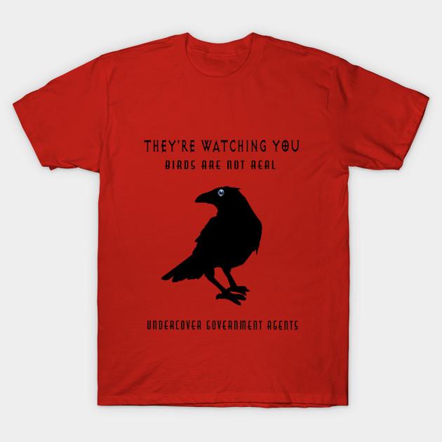 Men Black Print T-shirt Birds Are Not Real No-Cut Transfer Paper Print Cotton Tshirt 4XL красный