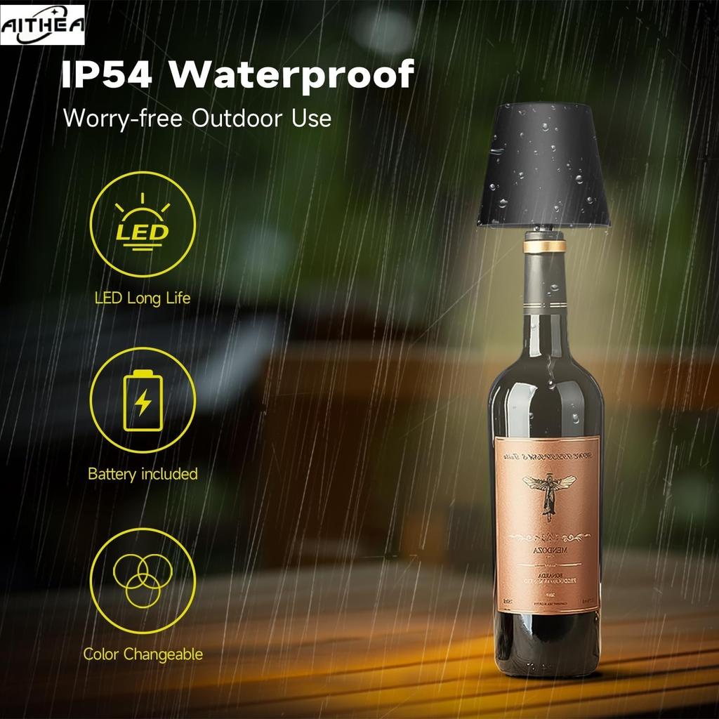 AITHEA Wireless Table Lamp LED Wine Bottle Base Rechargeable Vases Light Touch Switch Bar Dining Lamp