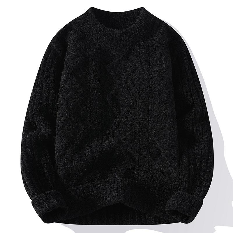 Autumn and winter new casual crew neck sweater base knitted sweater large size loose sweater