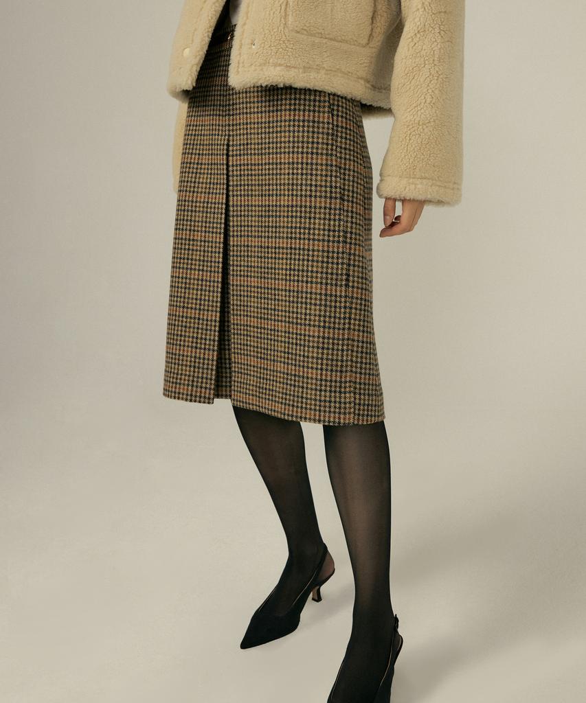 Otte French Check Wool Sk_Brown