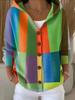 New V-neck button long-sleeved hooded sweater autumn and winter Christmas fashion personalized coat women