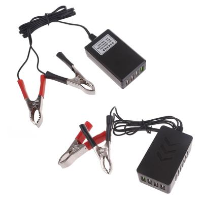 Portable Converter with Battery Clip 12V/24V To 5V 4-Port USB Charger Multiport Power Adapter for Mobile Phone Tablets