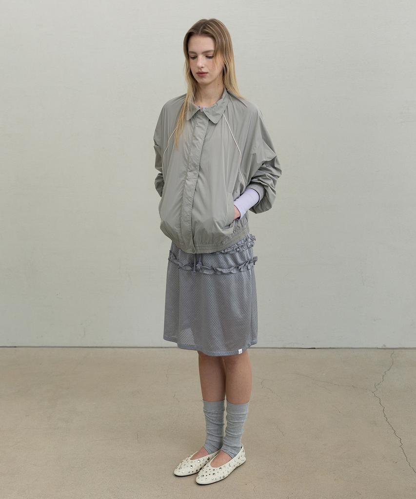 Forev Mesh Frill Midi Skirt - Silver