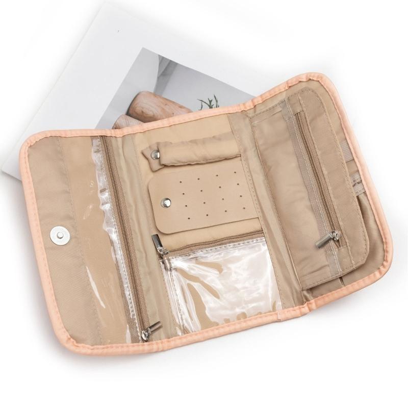Polyester Jewelry Organizers Travel Pouches Storage Roll Suitable for Earrings Necklaces Bracelets Compact Design
