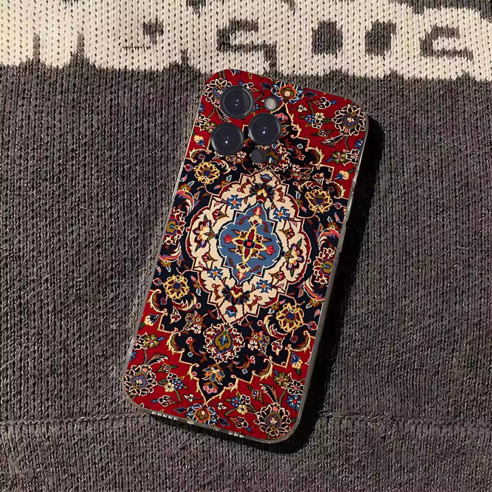 Persian Carpet Floral Pattern Phone Case for iPhone 11Pro 13 12 11 Pro Max 16e 17 Air 16 15 14 Plus 11ProMax