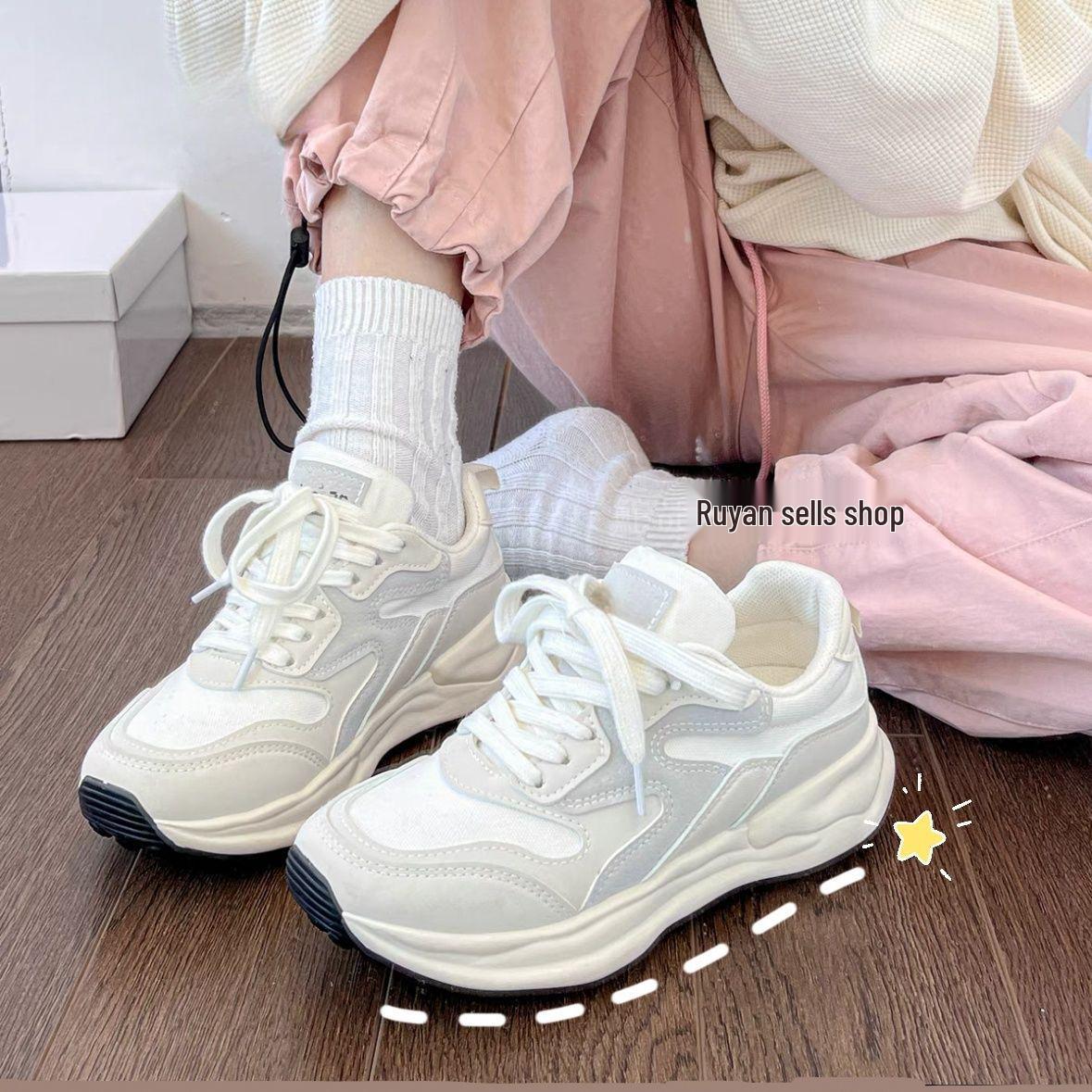 

Women s White Lightweight Winter Sneakers 2024 - Versatile Thick Sole Running Shoes Size 36