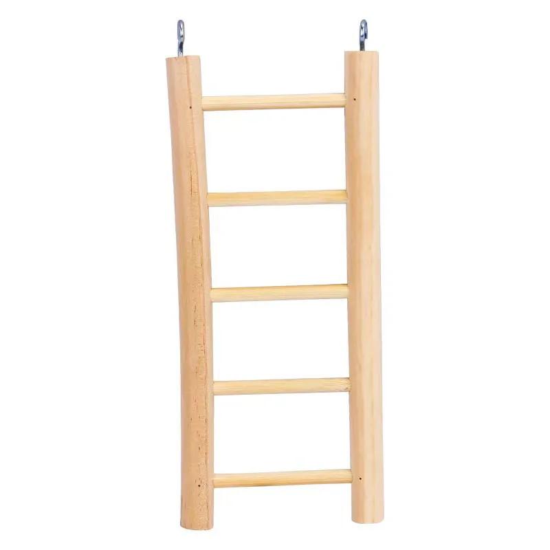 Natural Wood Birds Pets Parrots Ladders Climbing Toy Hanging Colorful Balls Parrot Toys for Conures Parakeets Cockatiels