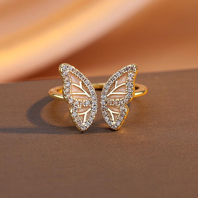 

Высококлассное нишевое дизайнерское кольцо-капля масла с бабочкой, открытое, модный аксессуар для указательного пальца Adjustable Open