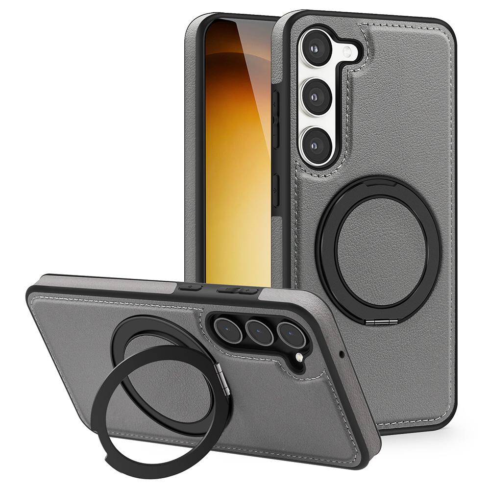 Etui na Samsunga Galaxy S23+ z pierścieniową podpórką, kompatybilne z MagSafe, tylna okładka ze skóry PU