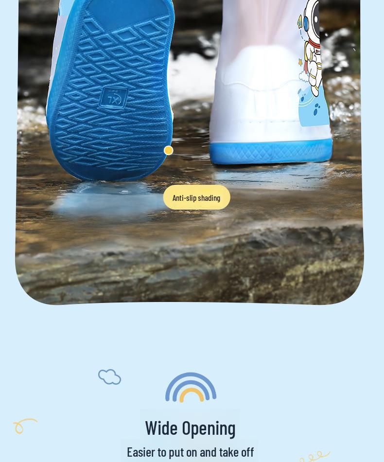 Beimei Kids' Waterproof Non-Slip Rain Boot Covers for Babies, Boys, and Girls - Durable, Thick, and Wear-Resistant.