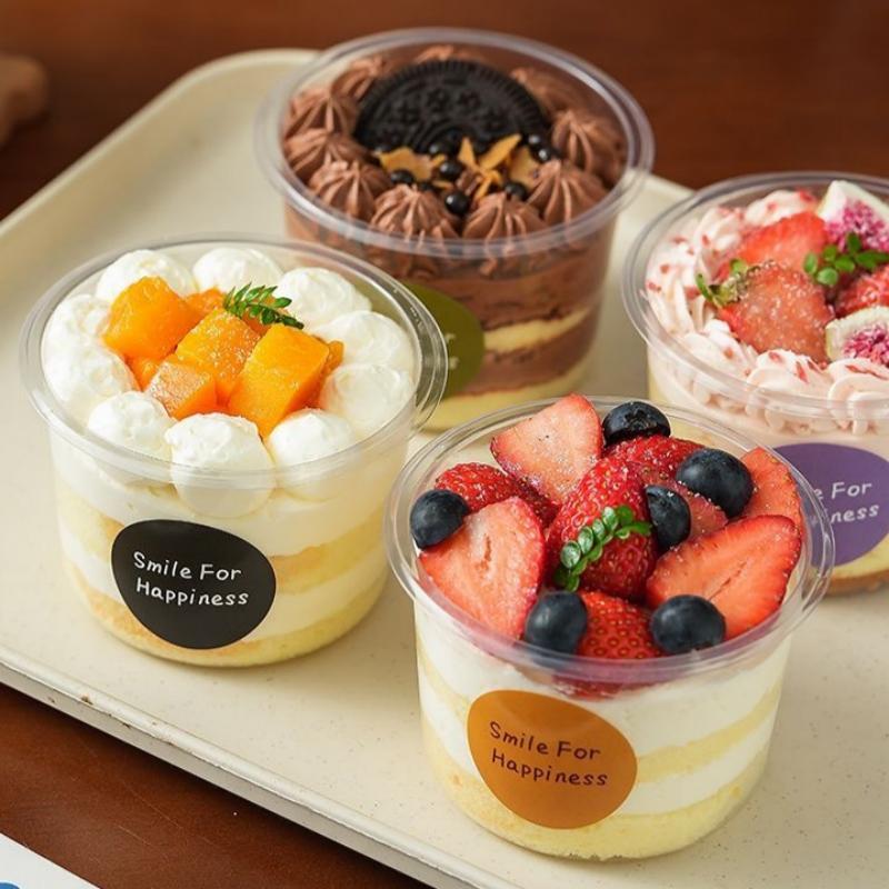 50Pcs Pudding Cups With Lids Plastic Boxes Ice-Cream Mousse Dessert Picnic Party Packing Dessert Cups With Spoon