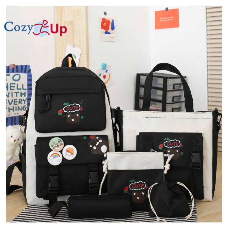 

Рюкзак Кампус Студенческий школьный рюкзак одинакового цвета Простой рюкзак из 5 предметов 43x31x13cm чёрный