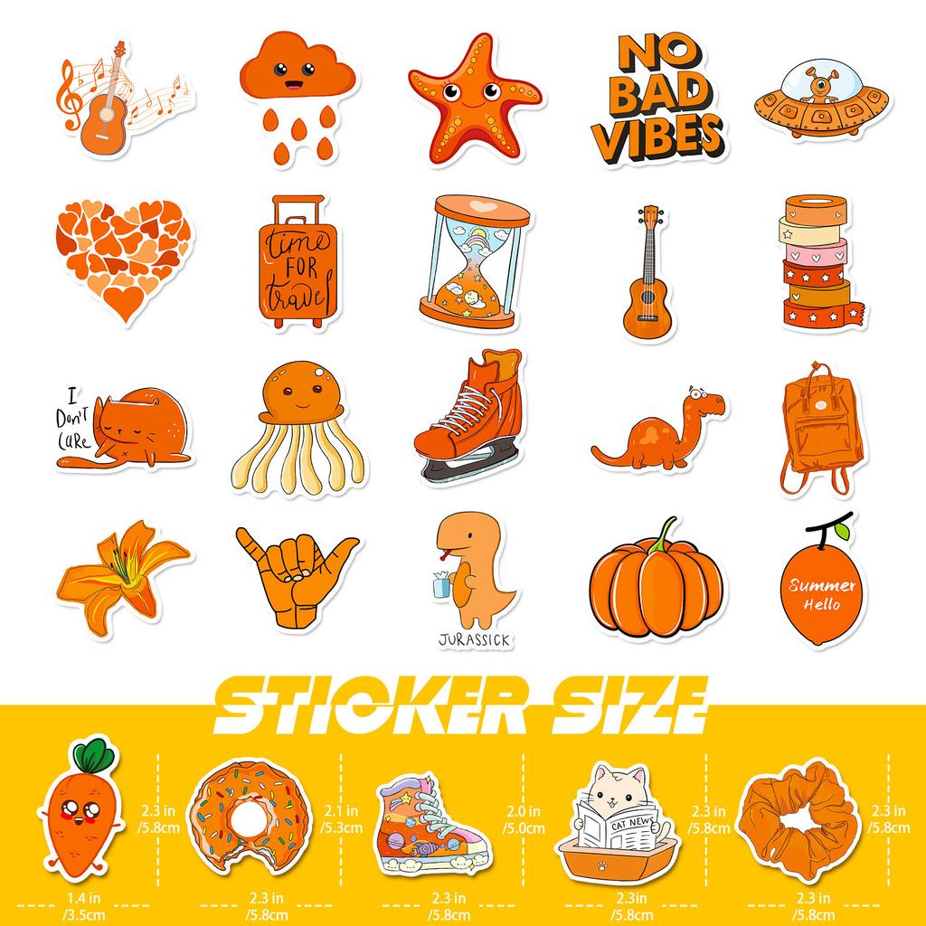 50 Orange Small Fresh Ins Graffiti Stickers Suitcase Laptop Mobile Stickers VSCO Orange Turtle