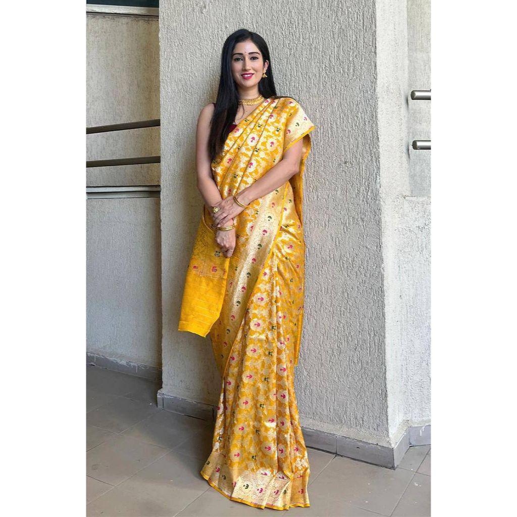 New Launch – Premium Soft Lichi Silk Saree with Rich Jacquard Work & Elegant Tassel Finish