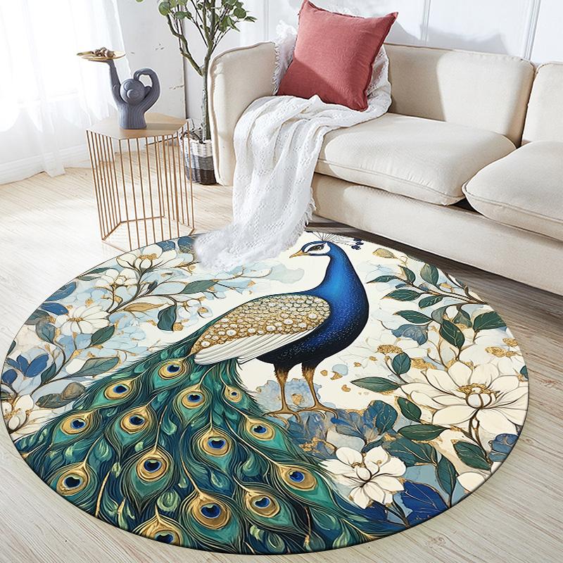 

Peacock 2,Round Area Rug,Carpet Rug for Living Room Bedroom Sofa Playroom Decor,Non-slip Floor Mat 80cmx80cm