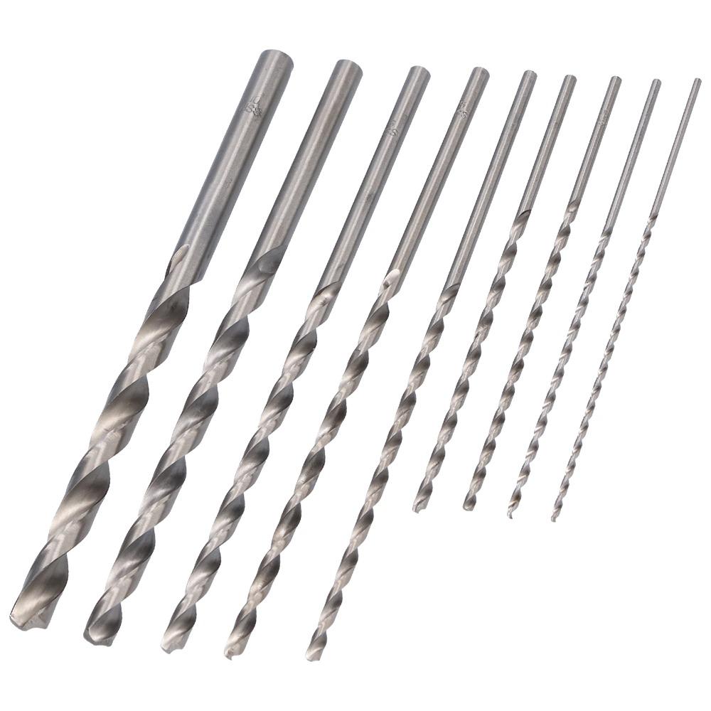 9 pezzi 200 mm di lunghezza Punte da trapano elicoidali extra lunghe Set da 9 pezzi Set di punte da trapano elicoidali Per legno