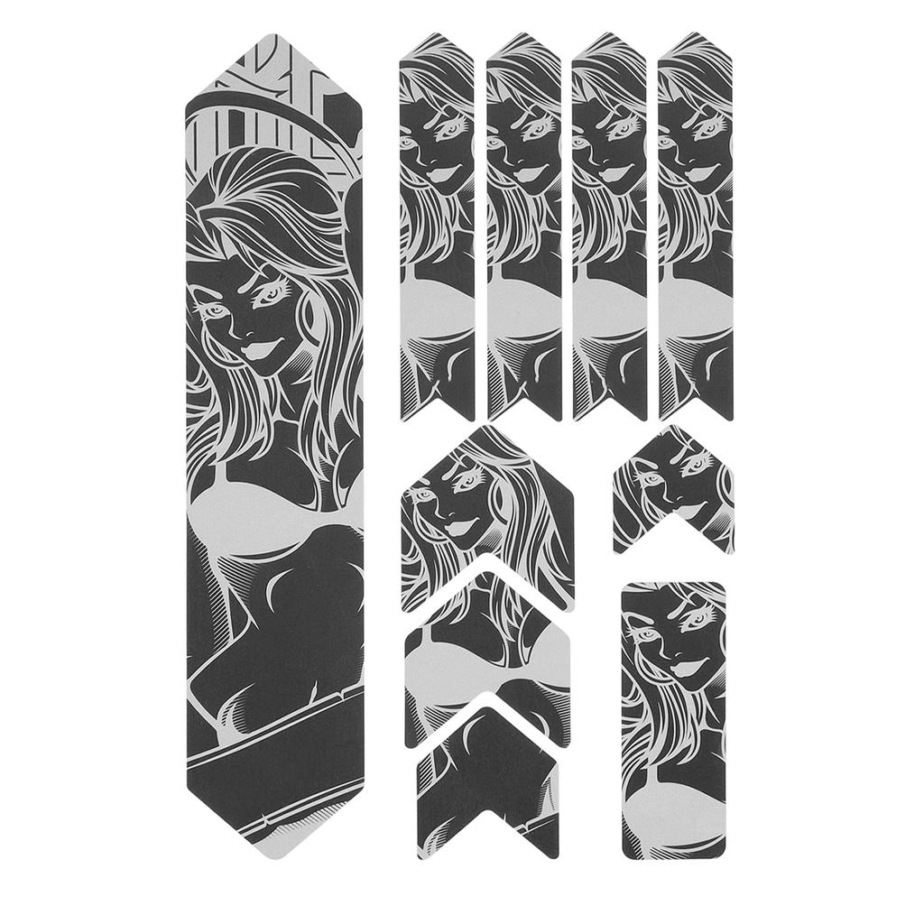 ENLEE 10PcsSet Bike Frame 3D Night Reflection Removeable Sticker Bike Paster Guard CoverBeauty