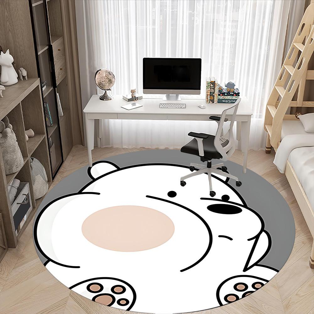 1pc We Bare Bears Friends Office Round Area Rug, Under Office Chairs Bedroom Living Room Home Decor  a1022177
