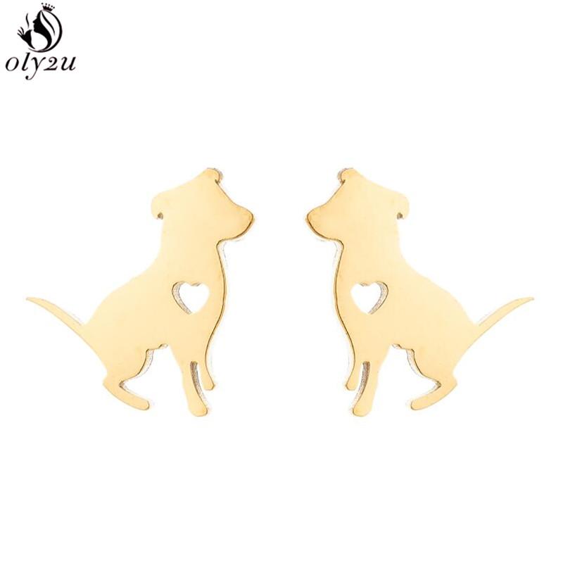 Cute Stainless Steel Heart Dog Earring for Women Cartoon Animal Ear Jewelry Girls Student Lovely Pup Earrings Gifts Accessories