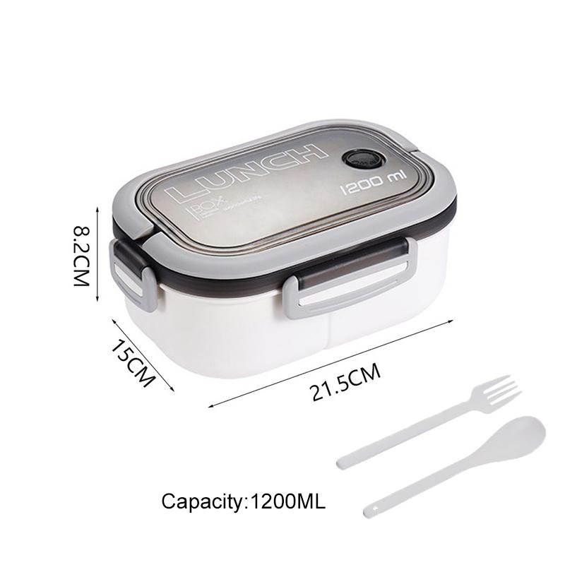 Lunch Box da 1200 ml per Bambini 2 Strati Bambini Microonde Bento Box con Cucchiaio Forchetta Portatile Ermetica a Prova di Perdite Contenitore per Cibo per Adulti