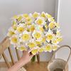 Artificial Narcissus Flowers Bouquet for Home Decor Realistic Silk Fake Daffodils with White Yellow Orange Petals Long-Lasting Spring Decoration for