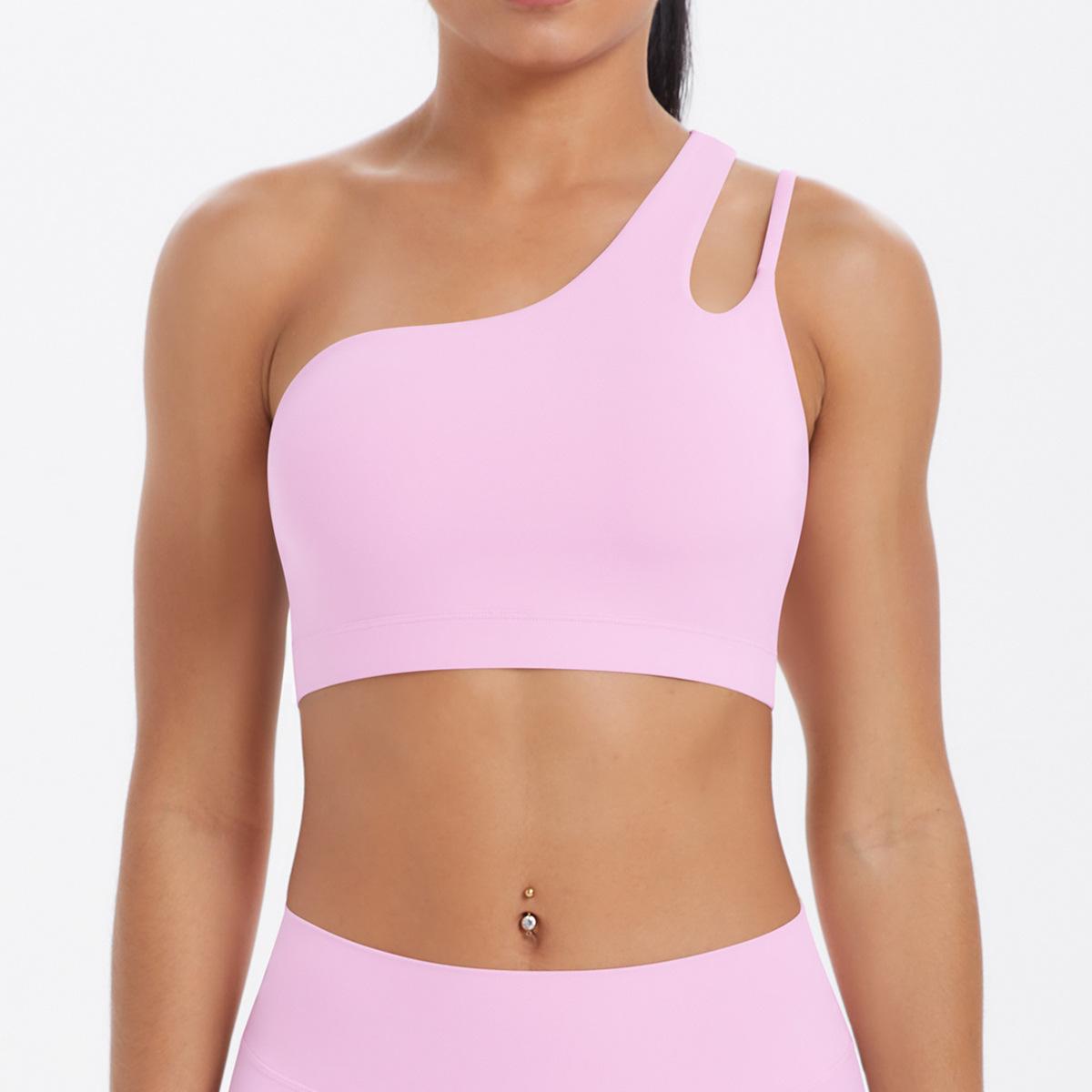 

Косое плечо Красивая спина Бюстгальтер для йоги Телесный Спортивный бюстгальтер Необычный одинарный плечевой ремень Топ-жилет для бега и фитнеса для женщин XL