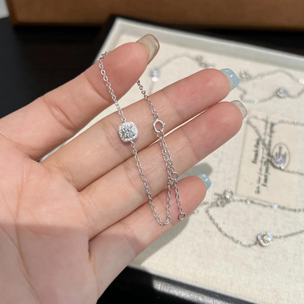 Summer Sugar Cube Necklace Female Princess Light Luxury Titanium Steel Non-Fading Collarbone Chain Neck Chain Jewelry