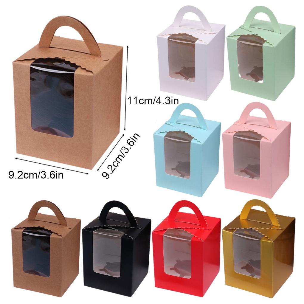 Cutii pentru cupcake cu mâner și inserție pentru fereastră Recipiente portabile pentru produse de patiserie Cutii pentru cupcakes individuale