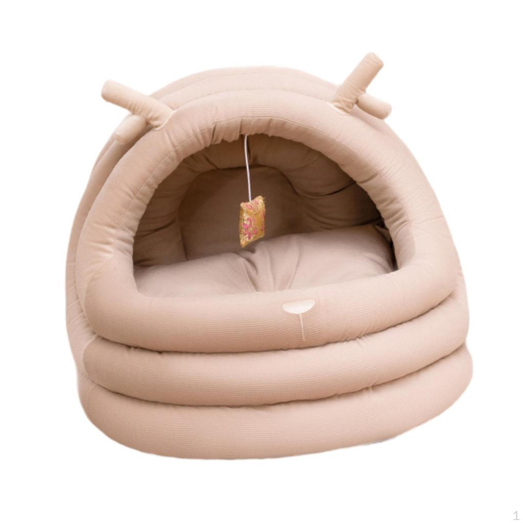 Cat Winter Warm Bed Sleeping Elk Design with Ball Universal Cartoon Semi Enclosed Pet