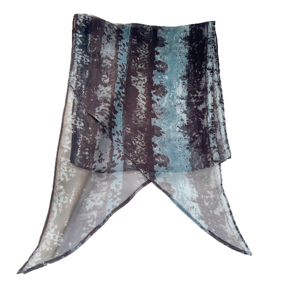 Korean design tie-dye printing long silk scarf summer thin chiffon streamer headband versatile decorative belt scarf