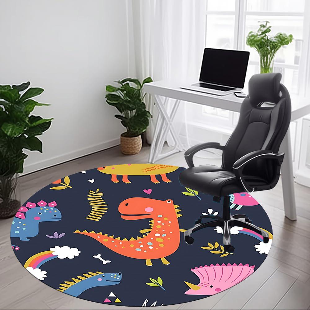 1PC Dinosaur Illustration Chair Carpet for Office, Indoor Non-Slip Washable Carpet, Soft Comfortable Mat For Office Room yy250930271