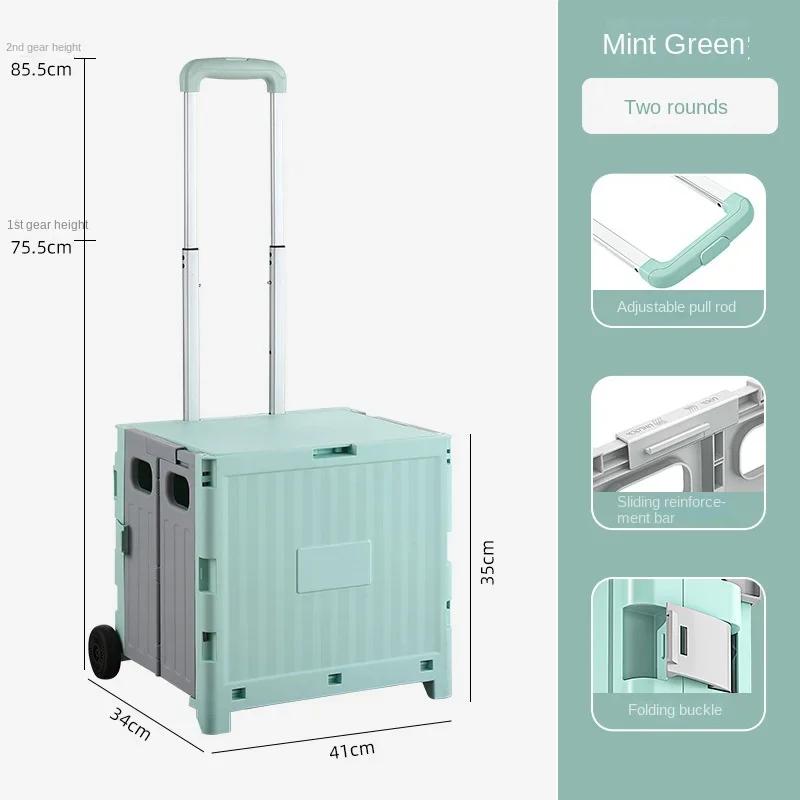 Portable Camping Trolley Multifunctional Camping Storage Box with Adjustable Handle Outdoor Camping Picnic Folding Trolley