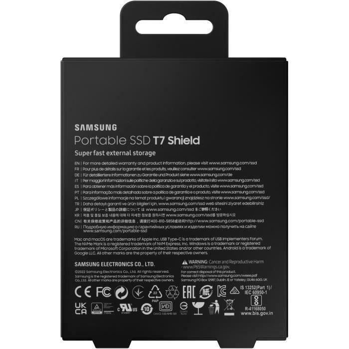 Samsung ssd externe t7 shield noir 2 to mu-pe2t0s/eu