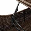 Folding Sun Lounger with Cushion and Storage Space Brown Poly Rattan
