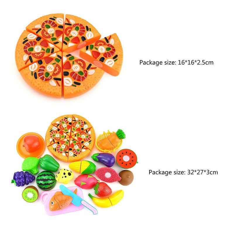 1Set Simulation Vegetables Fruits Playsets Model Toy Educational Pizza Cutting Vegetables Toy Toddler Role-Play Toy