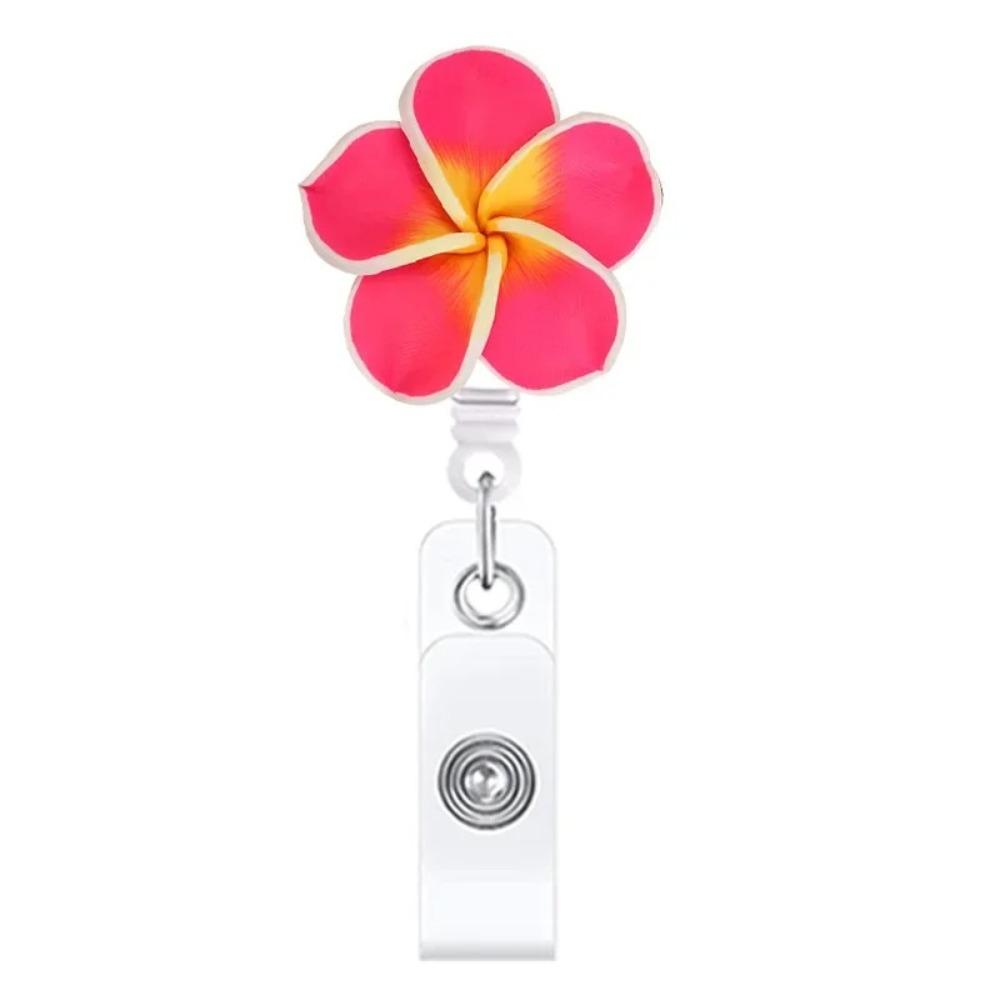 New Polymer Clay Badge Reel Card Holder Flower Shape Retractable ID Card Badge Clip Name Tag Badge Reels Nurse Supplies