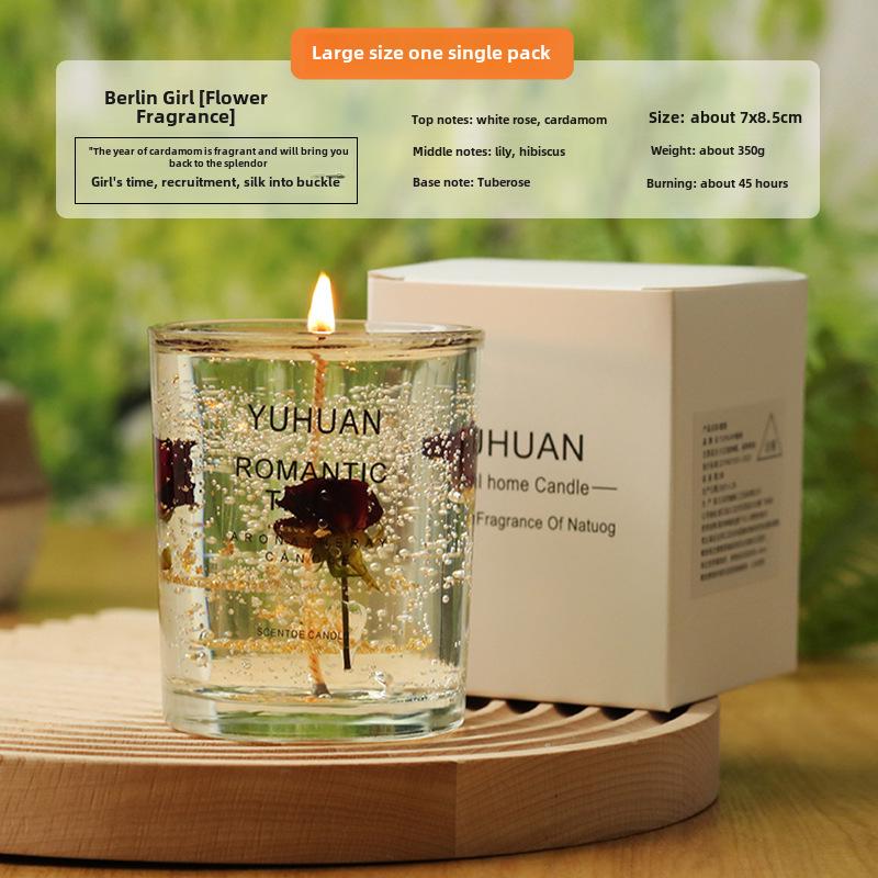 DIY Real Flower Jelly Scented Candle Cup - Creative Souvenir Gift for Girls' Bedroom with Long-Lasting Fragrance.