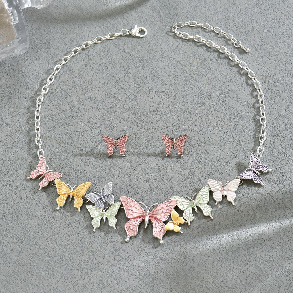 Boho Beach Colorful Enamel Starfish Shell/Flower/Flower Statement Jewelry Set Dopamine Necklace Earrings Summer Vacation Jewelry