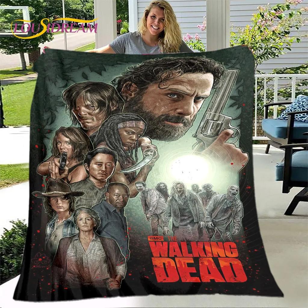 The Walking Dead Korku Yumuşak Peluş Battaniye, Flanel Battaniye Atmak Battaniye Oturma Odası Yatak Odası Yatak Kanepe Piknik Örtüsü Bettdecke
