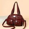 2025 New Women's Handbag Casual Commuter Multi Pocket Single Shoulder Middle Aged Mom's Bag Soft Leather Versatile Crossbody Bag