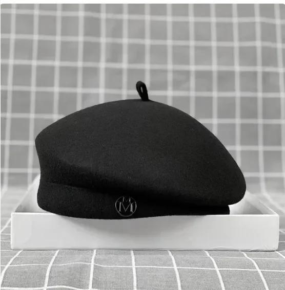 

2025 Women s Wool Felt Beret Hat Winter Warm Formal Fedora Pillbox Fascinator Cap - White Black Adjustable чорний