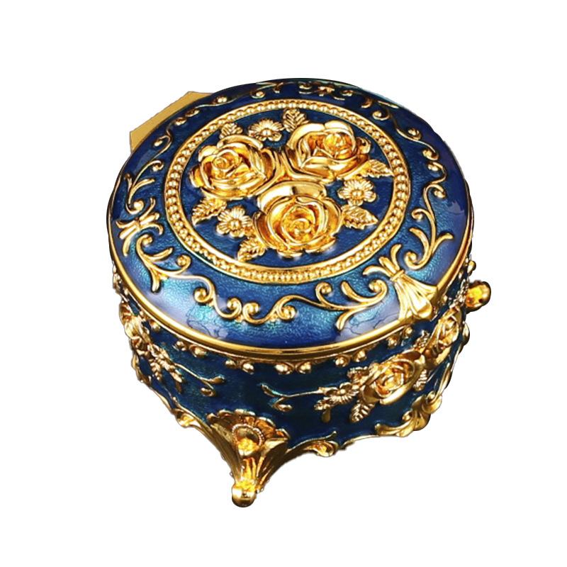 Baifenbai Home Furnishing Women's European Rose Jewelry Box, High-End Creative Retro Personalized Home Enamel Color Dresser, Metal Storage Box