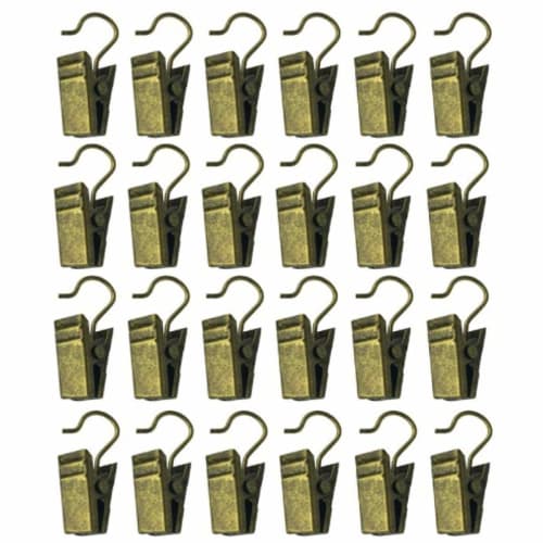 KaiYi Stainless Steel Curtain Clips with Hooks, Set of 26, Strong Clamping, Antique Bronze