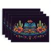 Set of 4 Placemats, Mexican Style Pattern, Polyester Fabric, Digital Printing, Placemat 12x18in Machine Washable